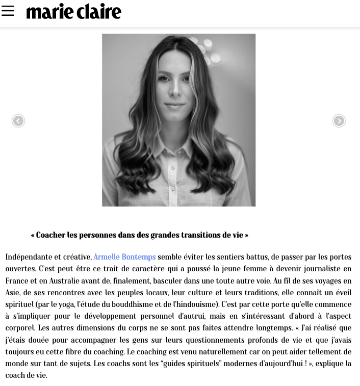 Marie Claire france Magazine coach de vie coaching coaching de vie coach spirituelle