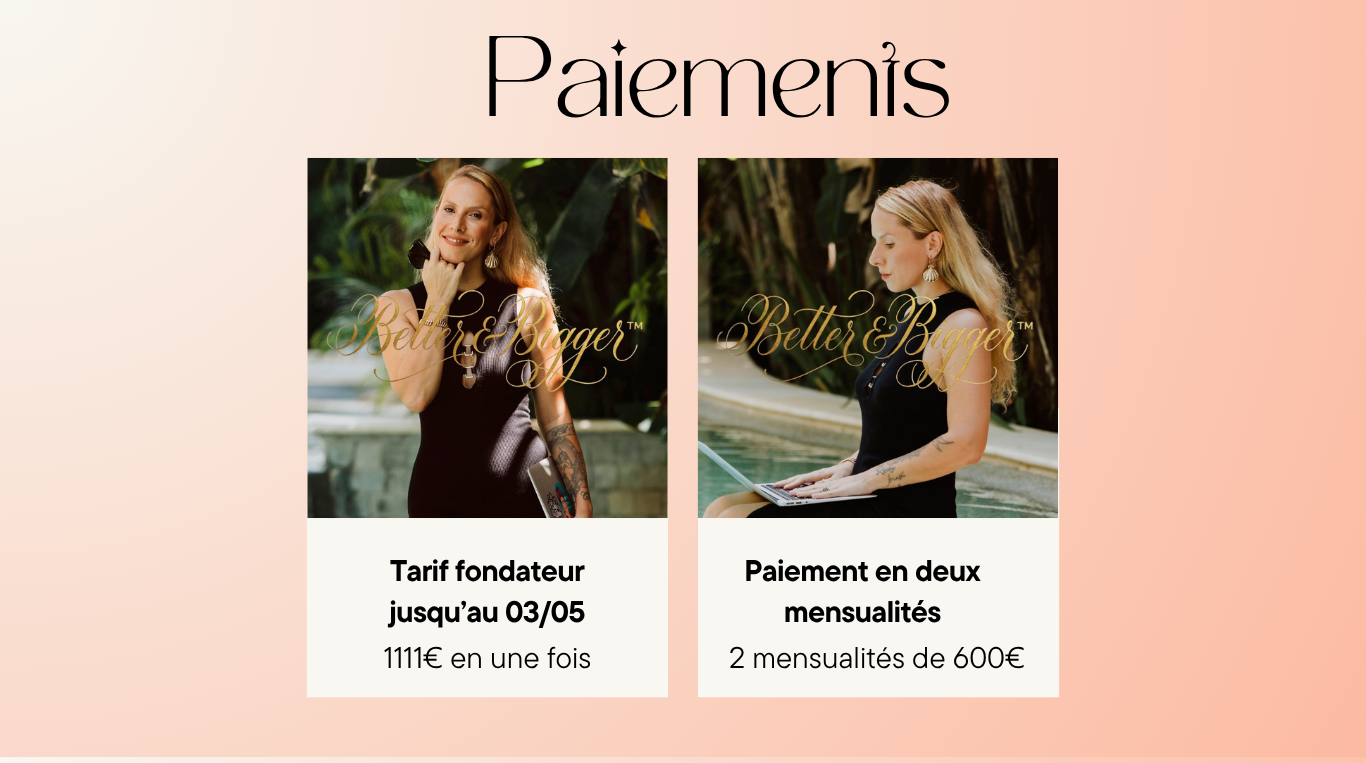 BETTER AND BIGGER : Coaching de groupe en ligne expansion succès joie amour abondance