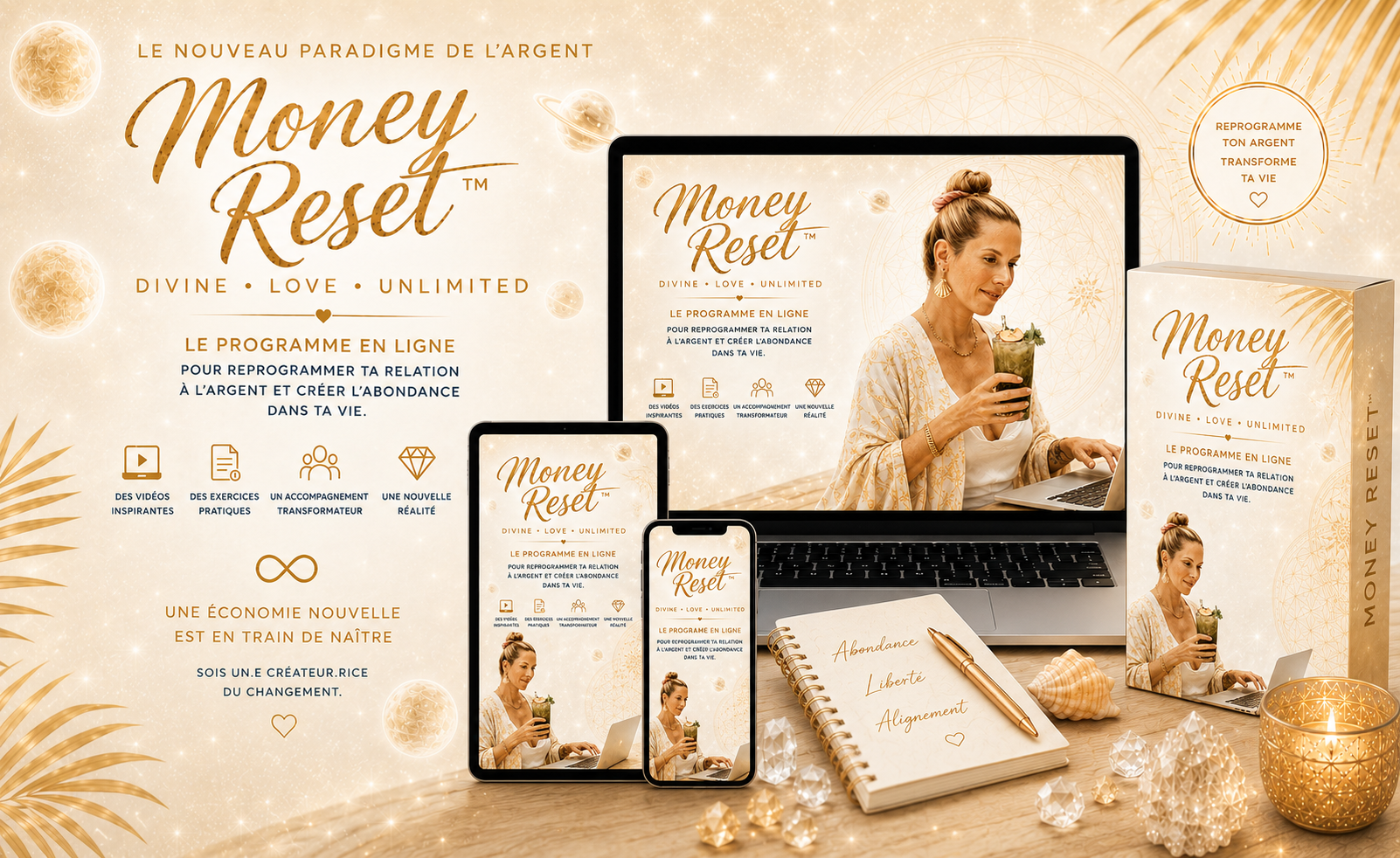 MONEY RESET™ est un accélérateur d’abondance financière. Une édition d’été pour libérer les blocages conscients et inconscients qui freinent la circulation de l’argent dans ta vie.